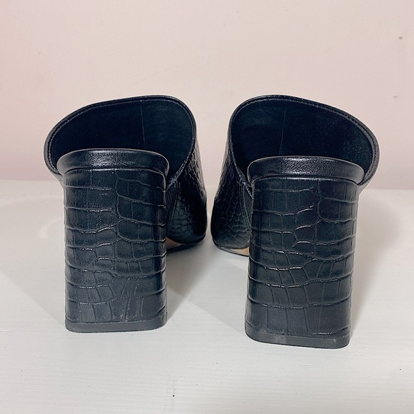 VINCE Nelda Cutout Croc-Effect Leather Mules Black 5M - Picture 2 of 8
